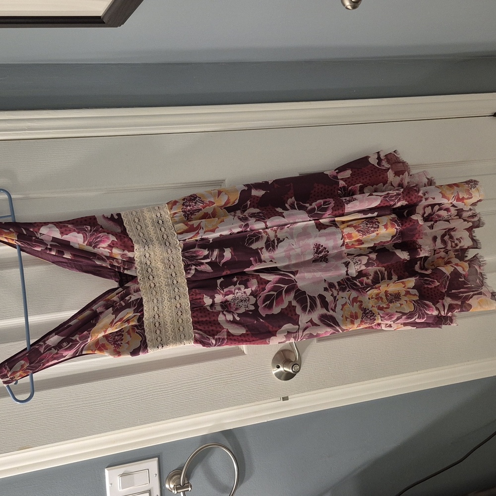 Free People Floral Purple Dress With Lattice Detail